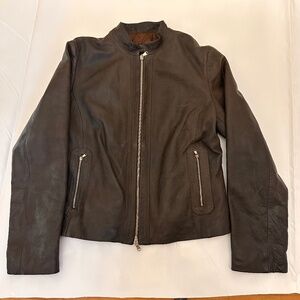 MADE IN ITALY BROWN VINTAGE LEATHER JACKET EU SIZE 50 US 12